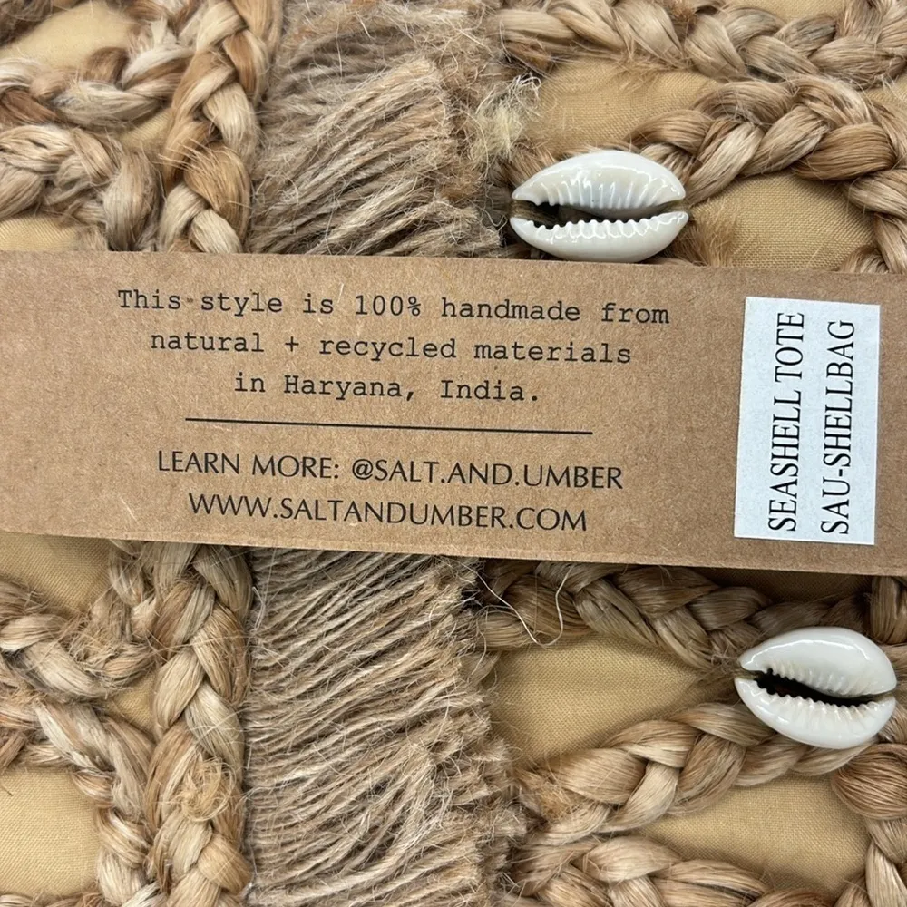 Salt + Umber Boho Isla Jute Seashell Beach Tote Bag New with tags! Tan - Image 8