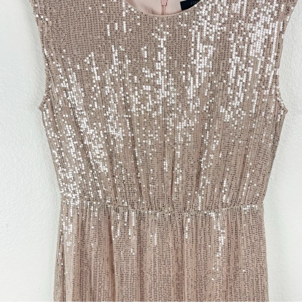 J. CREW Blush Sequin Cap Sleeves Back Zipper Lined Holiday Party Dress, Size 8 - Image 9