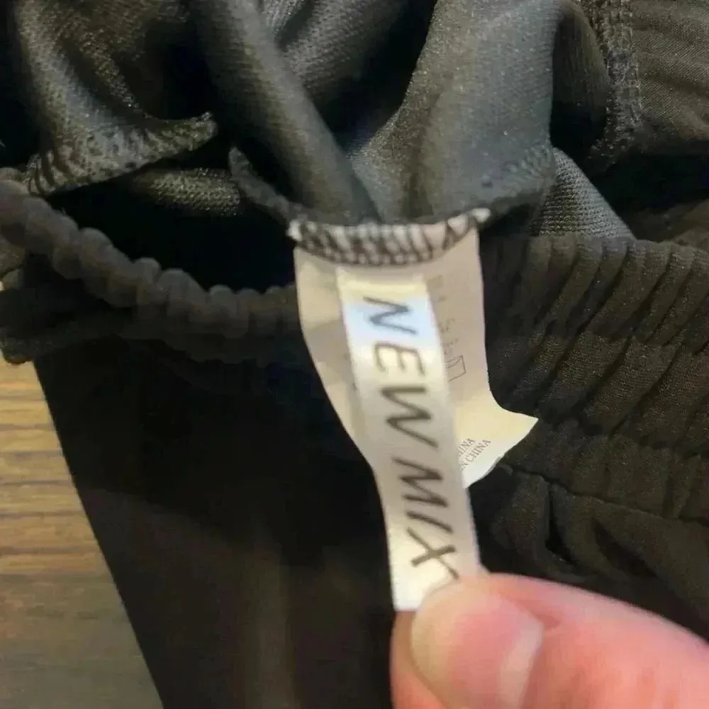 Classic Black Elastic‎ Waist Comfort Pants Casual Loungewear Joggers B55 - Image 4