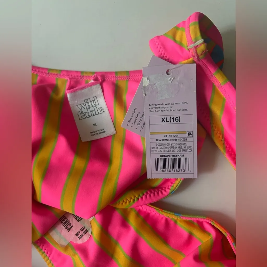 Women's Low-Rise Ultra High Leg Super Cheeky Bikini Bottom Multi Floral Print XL - Image 6