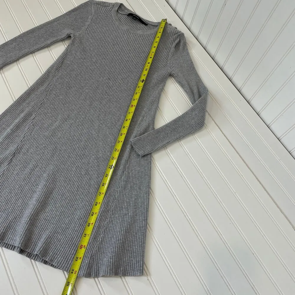 Vero Moda Women’s Gray Ribbed Crew Neck Long Sleeve Mini Sweater Dress Size S - Image 5