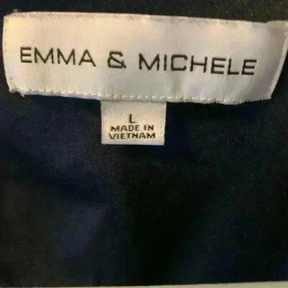 Emma &amp; Michele Ruffled Peplum Jumpsuit Sleeveless Navy Blue Sz Large. B16 - Image 9