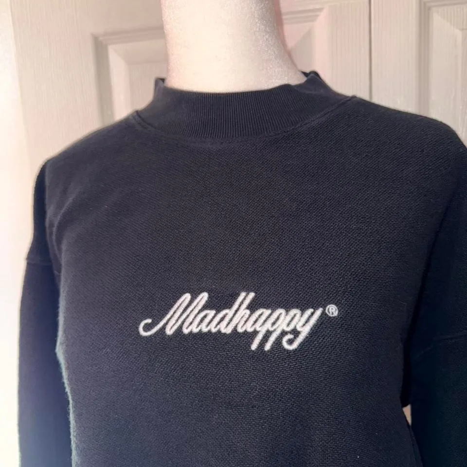 MadHappy Classic Fleece Crewneck Size Small Black - Image 2