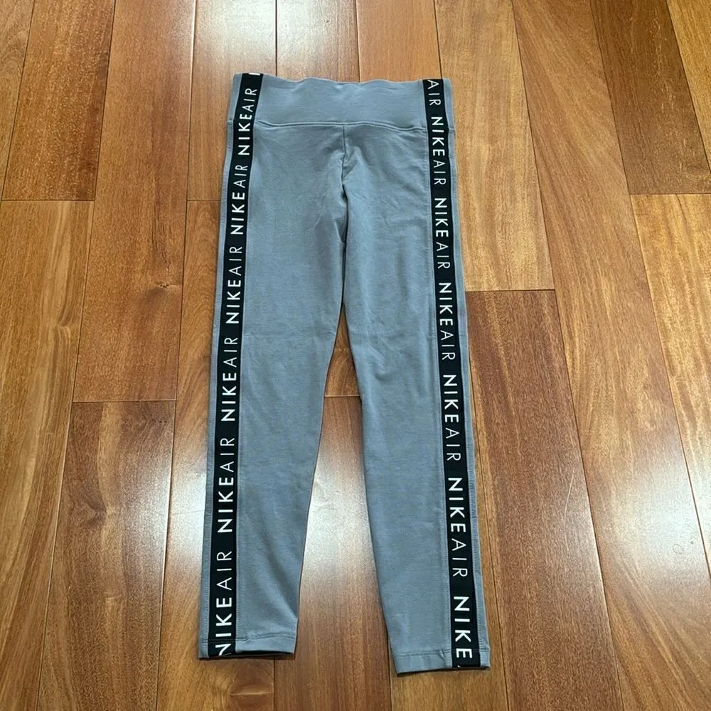 Nike Women's Sportswear Air Logo Taped 7/8 HR Leggings Grey size S - Image 2