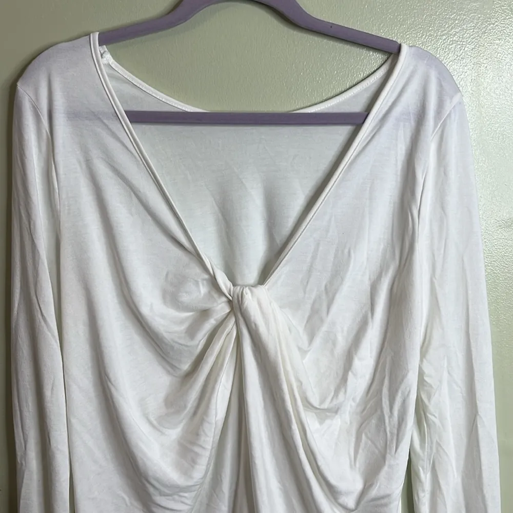Athleta Waterfall front Long Sleeve top bright white, size medium - Image 3