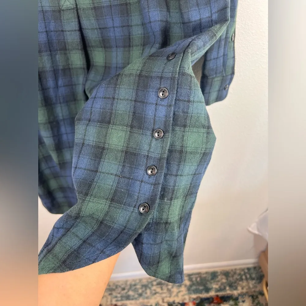 Madewell Tartan Plaid Flannel Button Down Shirt Dress Size XXS - Image 6
