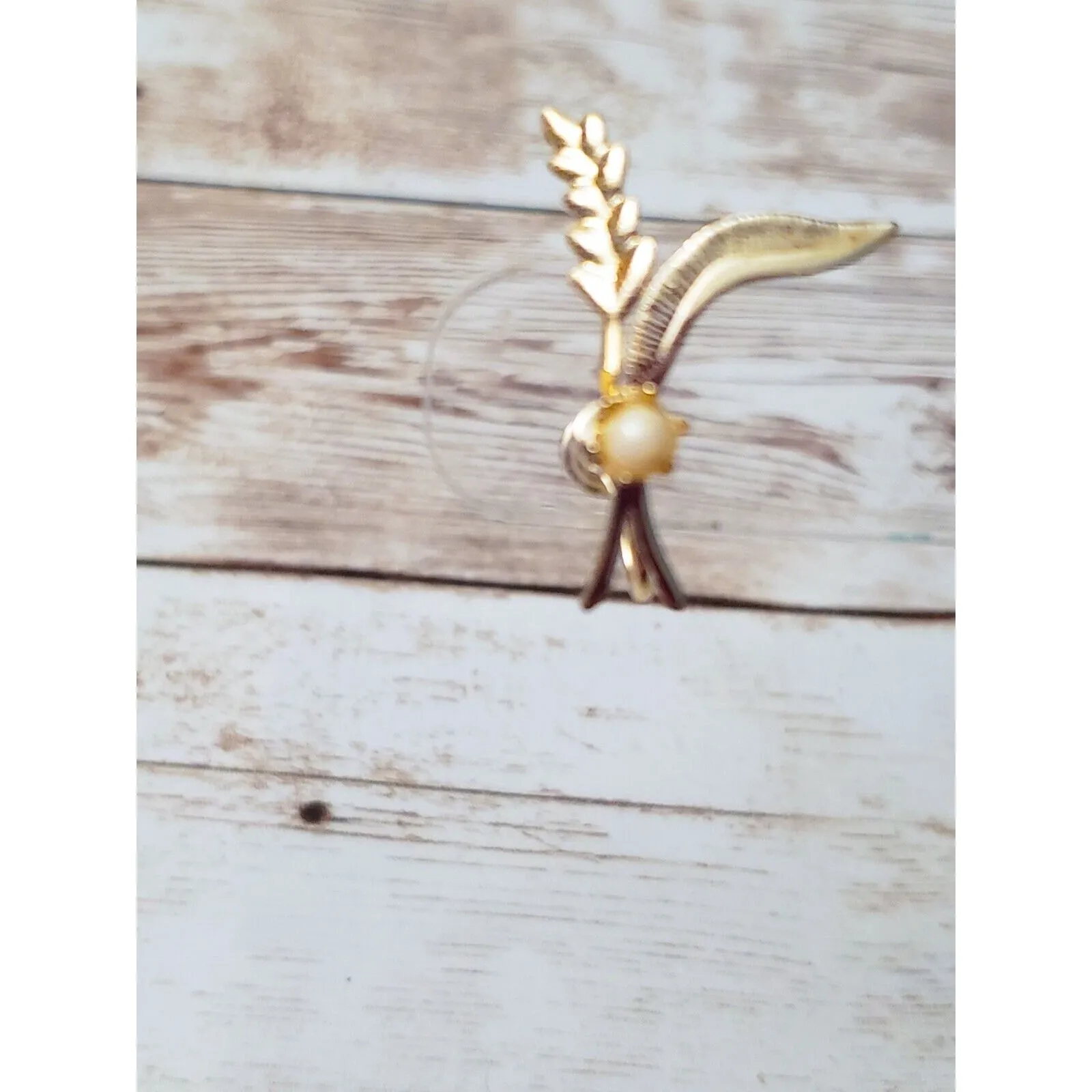 Vintage Screw On Earrings Faux Pearls with Wheat? - Image 2