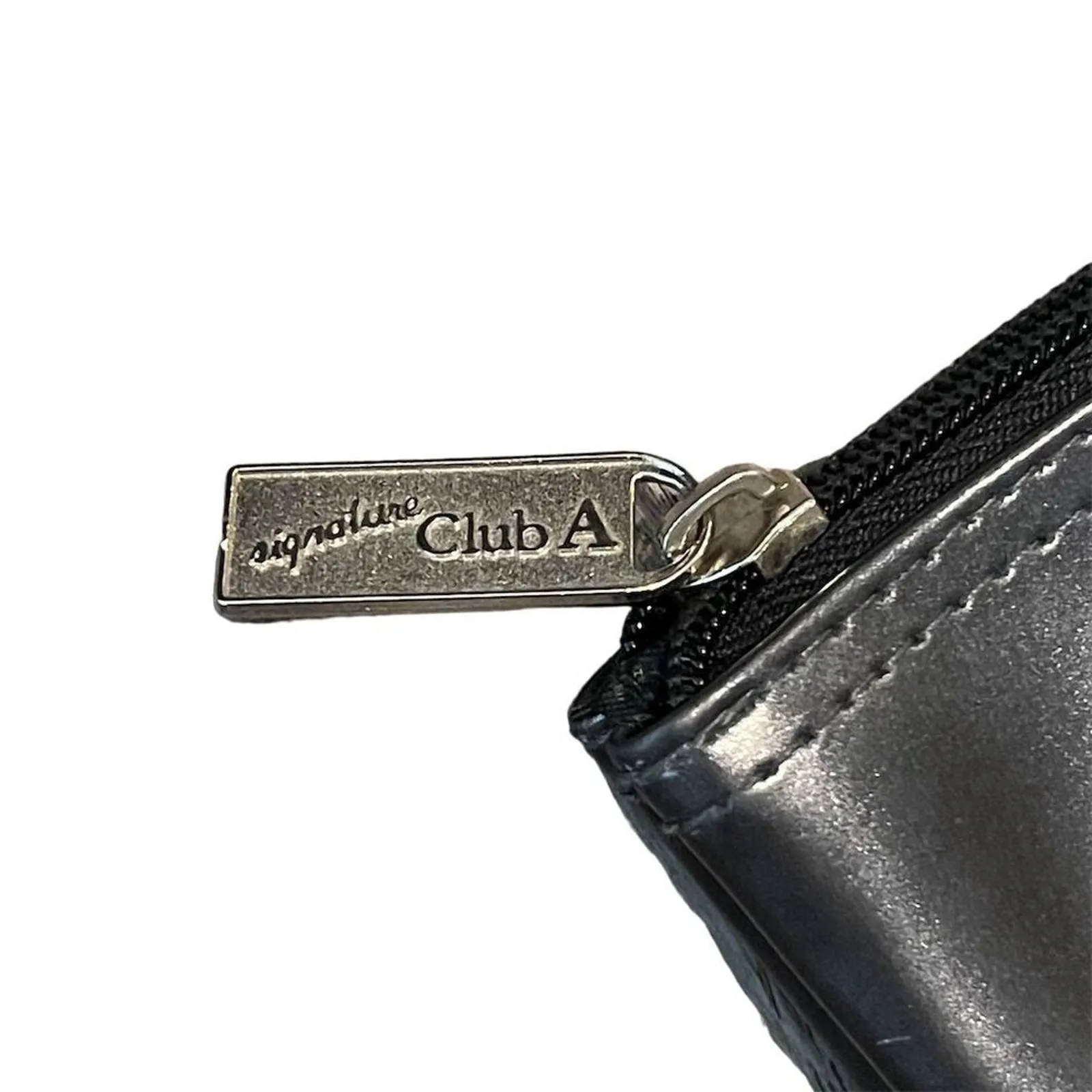 Signature Club A Metallic Tote Bag Women's Rome Florence Milan Script Detail Gray - Image 4