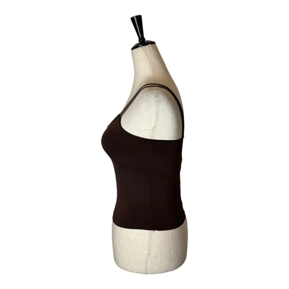 Moussy Vintage Tank Top Women XS‎ Brown Asymmetric Strap Cut Off Camisole Cami - Image 6