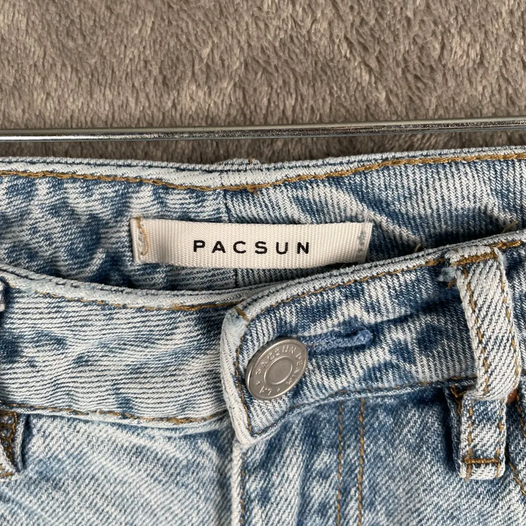 PacSun Mom Jean Womens 24 Light Wash Distressed Mid Rise Y2K Grunge Skater 24x27 - Image 3