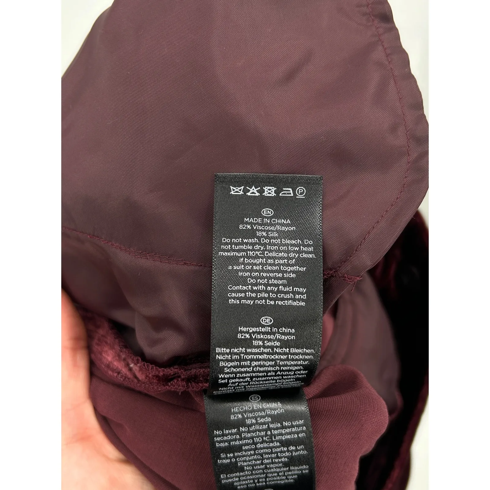 Hobbs London Silk Blend Velvet Wide Leg Pants Burgundy Women's Size 8 Pockets - Image 11