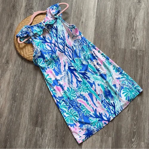 Lilly pulitzer esmeralda dress in jet stream ruffle‎ sleeves women's size S - Image 8