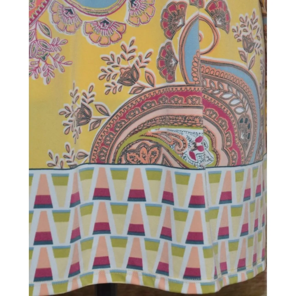 Melissa Paige Ladies XL Butter Yellow 3/4 Sleeve V-Neck Tunic Blouse Top Hippie - Image 7