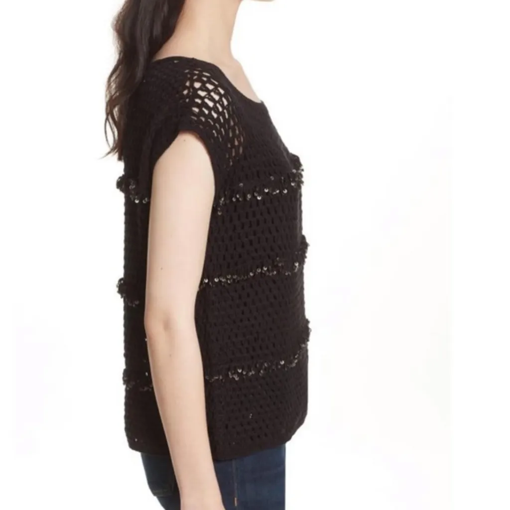 NWT Joie X Nordstrom Jacinte Embellished Crochet Top SZ-Small - Image 2