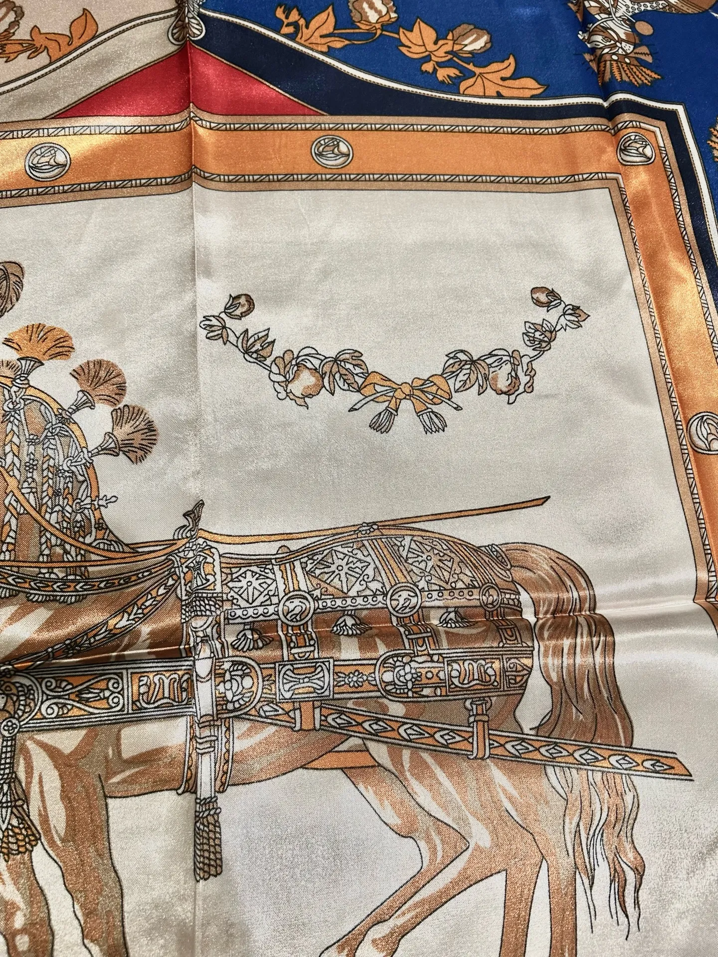 VINTAGE 1970s Horse Print EQUESTRIAN PRINT Square SILK SCAR Multiple - Image 9