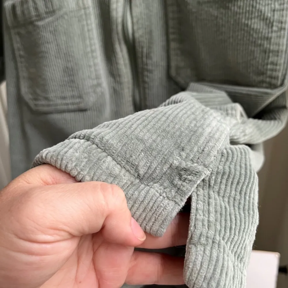 Rokit Sage Cotton Corduroy Short Sleeve Full‎ Zip Jacket Pockets Shirt, Size M Green Size M - Image 5