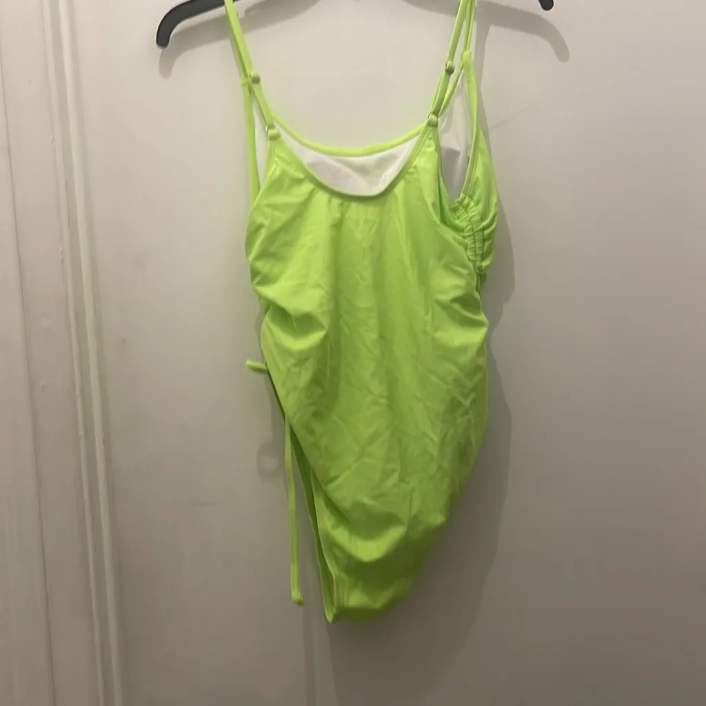 Neon green ONE PIECE swim suit adjustable bow size Large - Image 9
