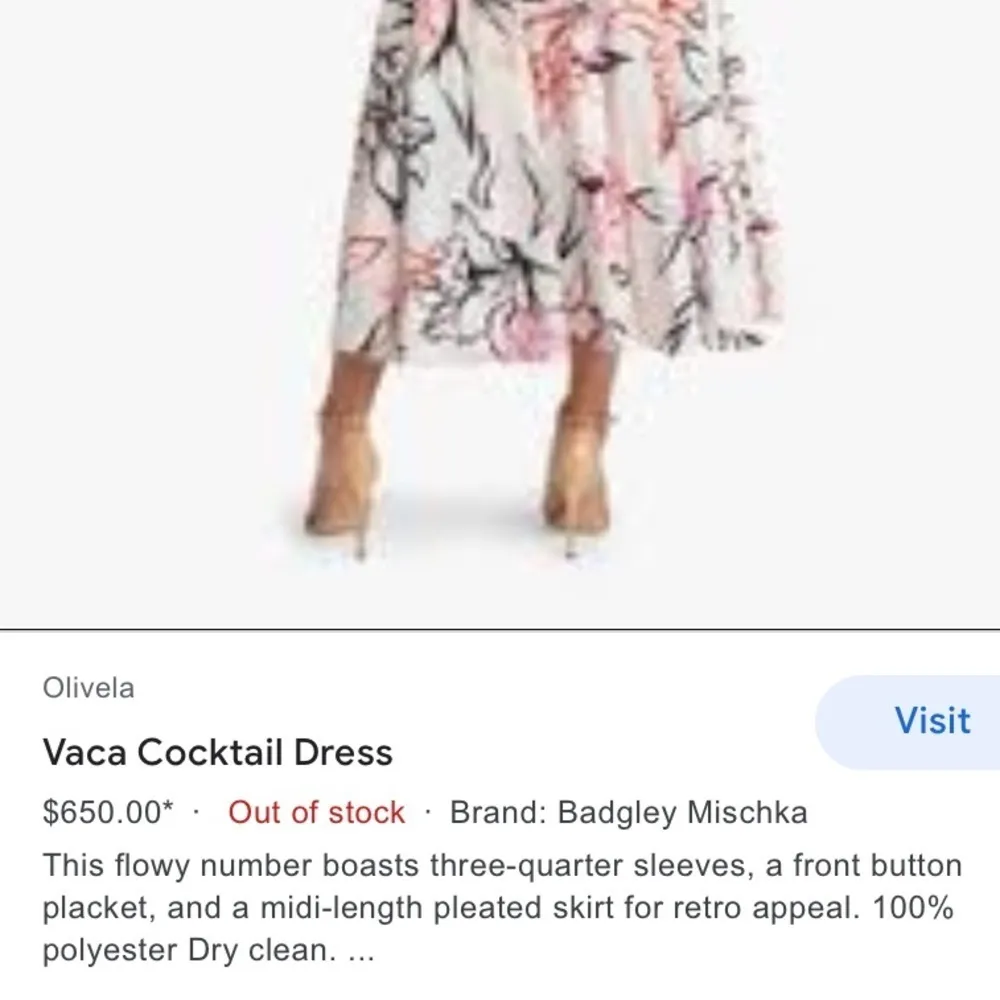 NWOT Badgley Mischka Vaca‎ cocktail floral print shirt midi dress - Image 15
