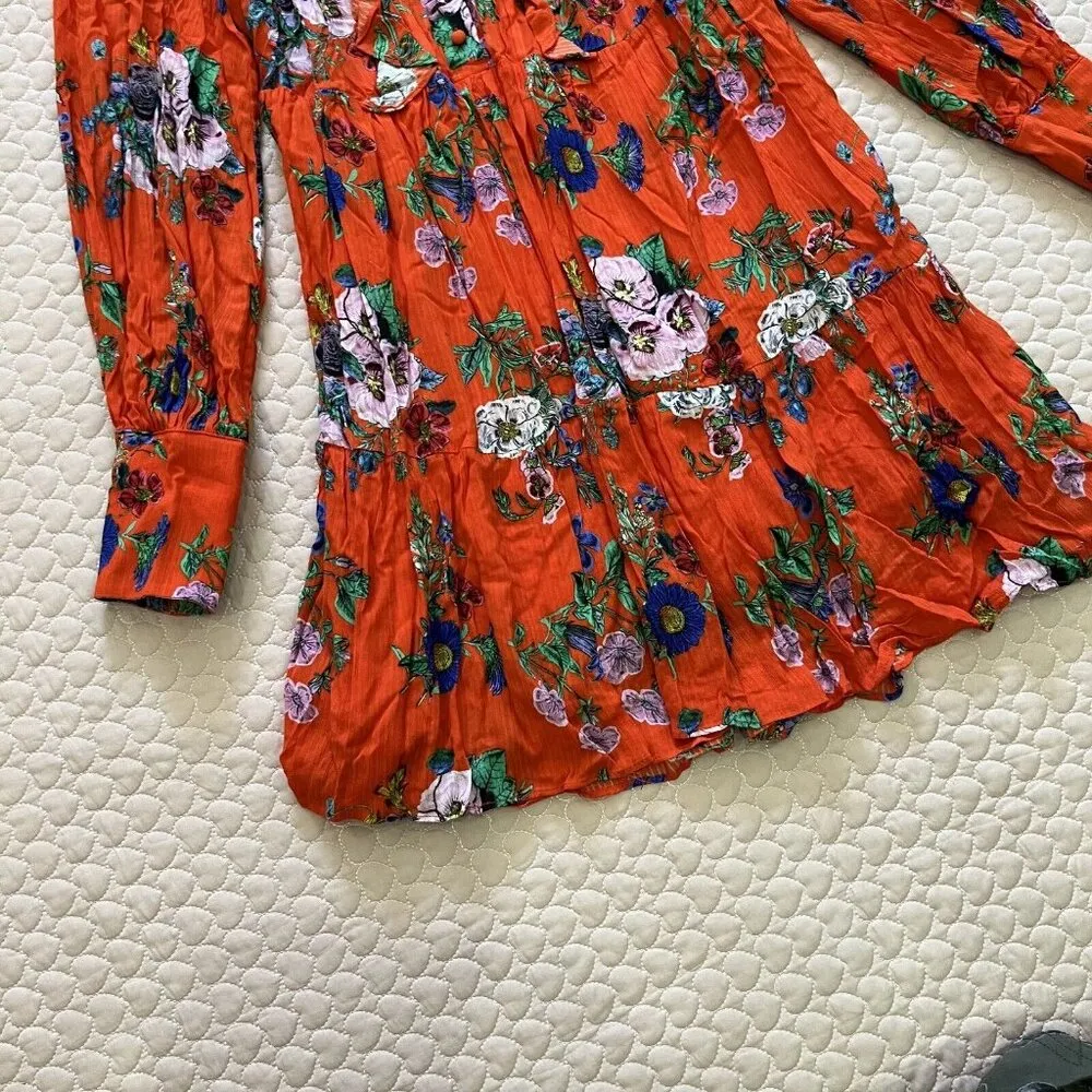 NWT Superdry Viscose Floral Dresses for Women Size 10 Long sleeve Ruffle - Image 8