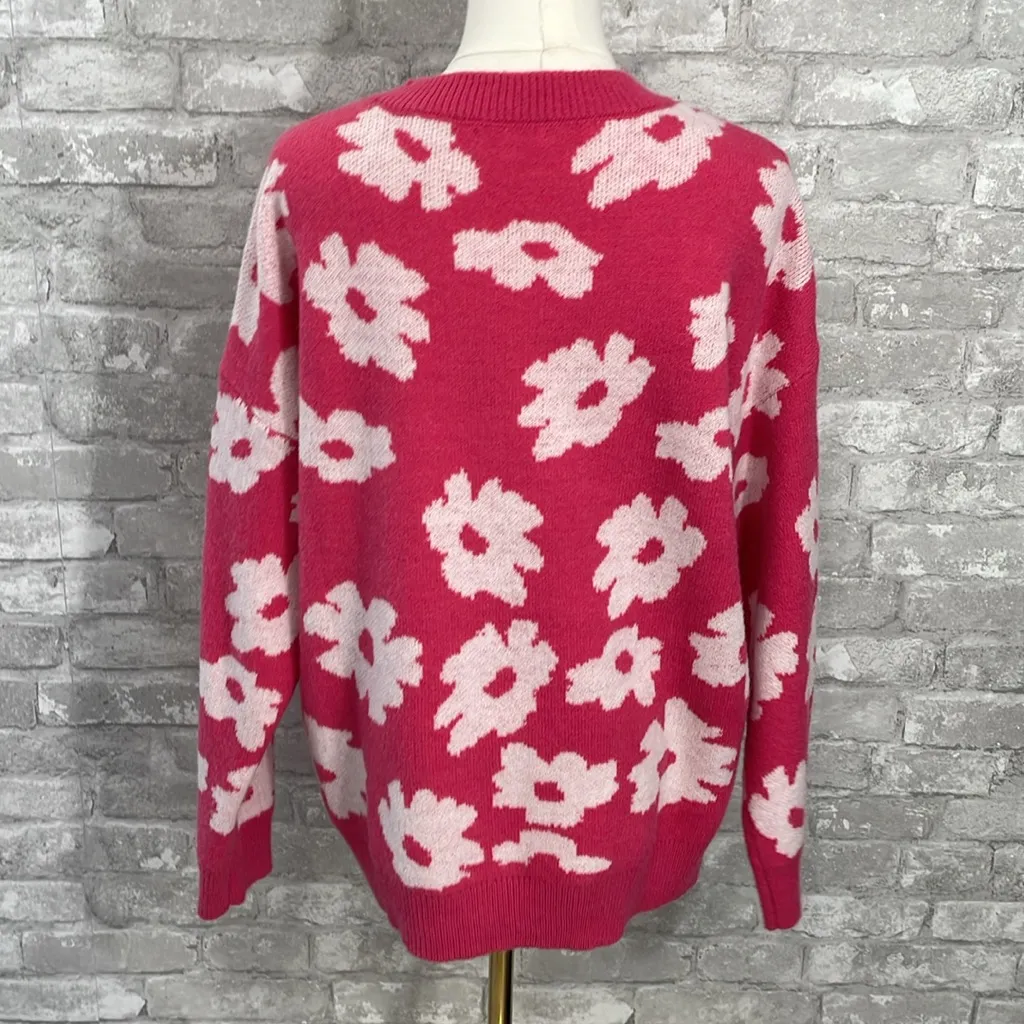 Maurices Pink Floral Jacquard Sweater - Image 4