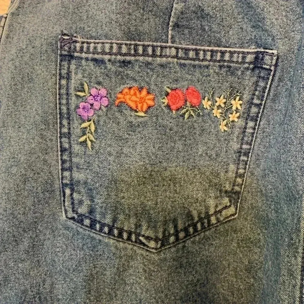 Christopher & Banks sz 26 y2k grandmacore embroidery fall 90s floral denim skirt - Image 6