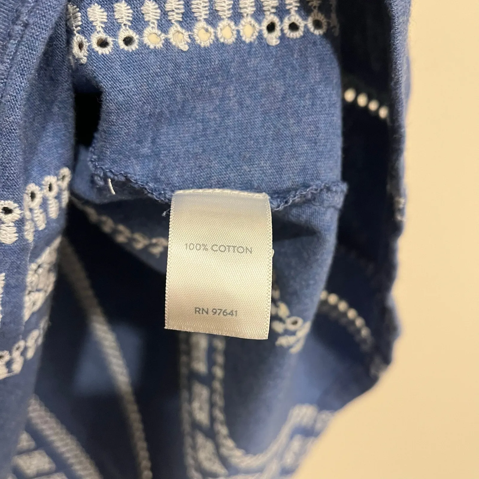 J. Jill Top Sleeveless Shirt Tank Blue White Eyelet Lace Embroidery Plus Size 2X - Image 5