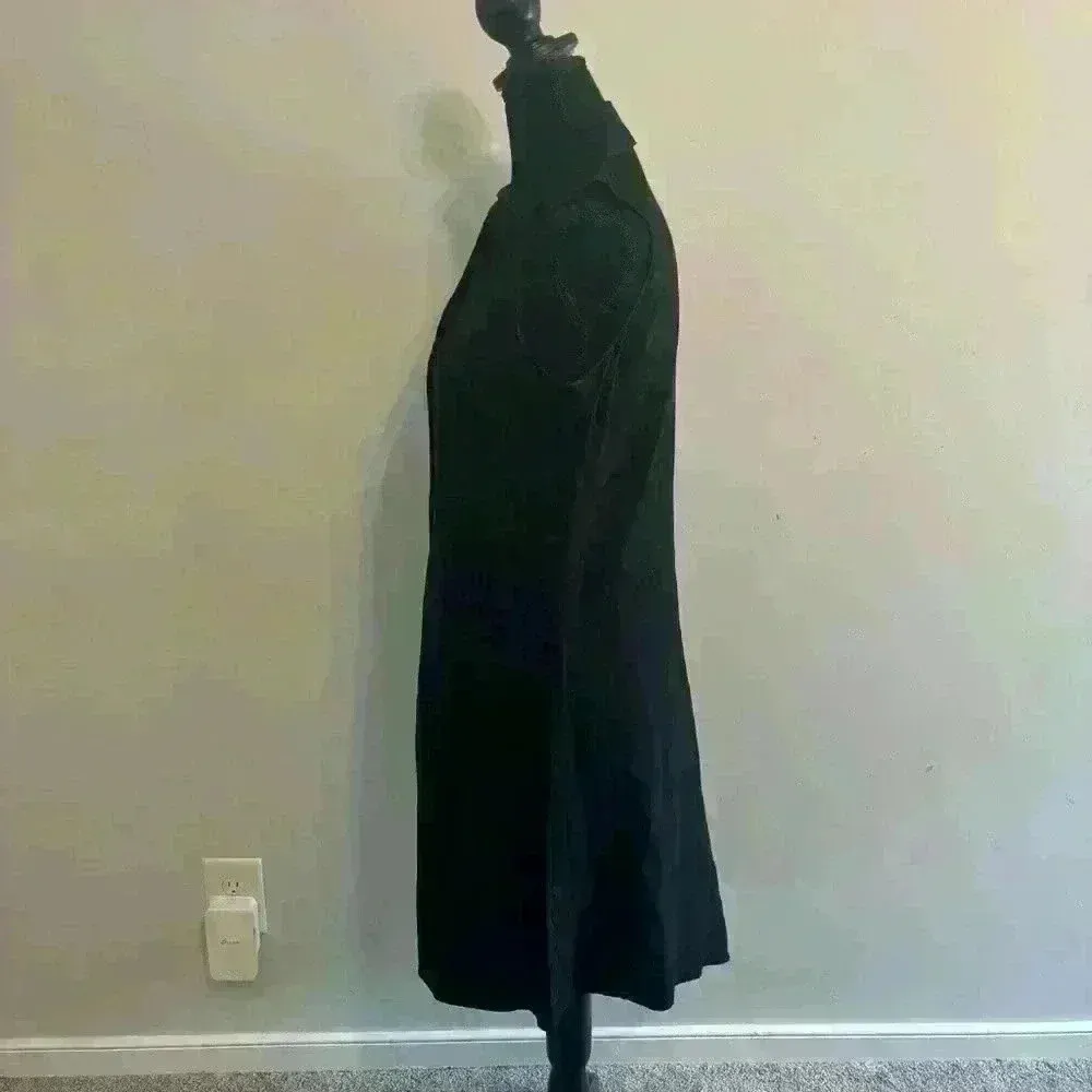 For Cynthia Womens Sz XS Black Linen Dress Button Front Pockets Asymmetrical Hem - Image 5