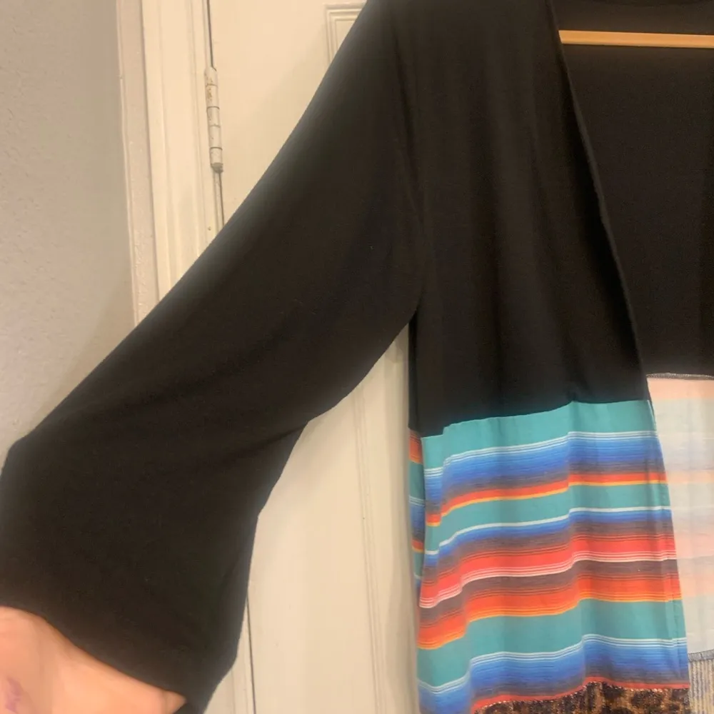 L&B Lucky & Blessed Western Serape & Cheetah XL Long Sleeve Duster. 1595 Black - Image 5