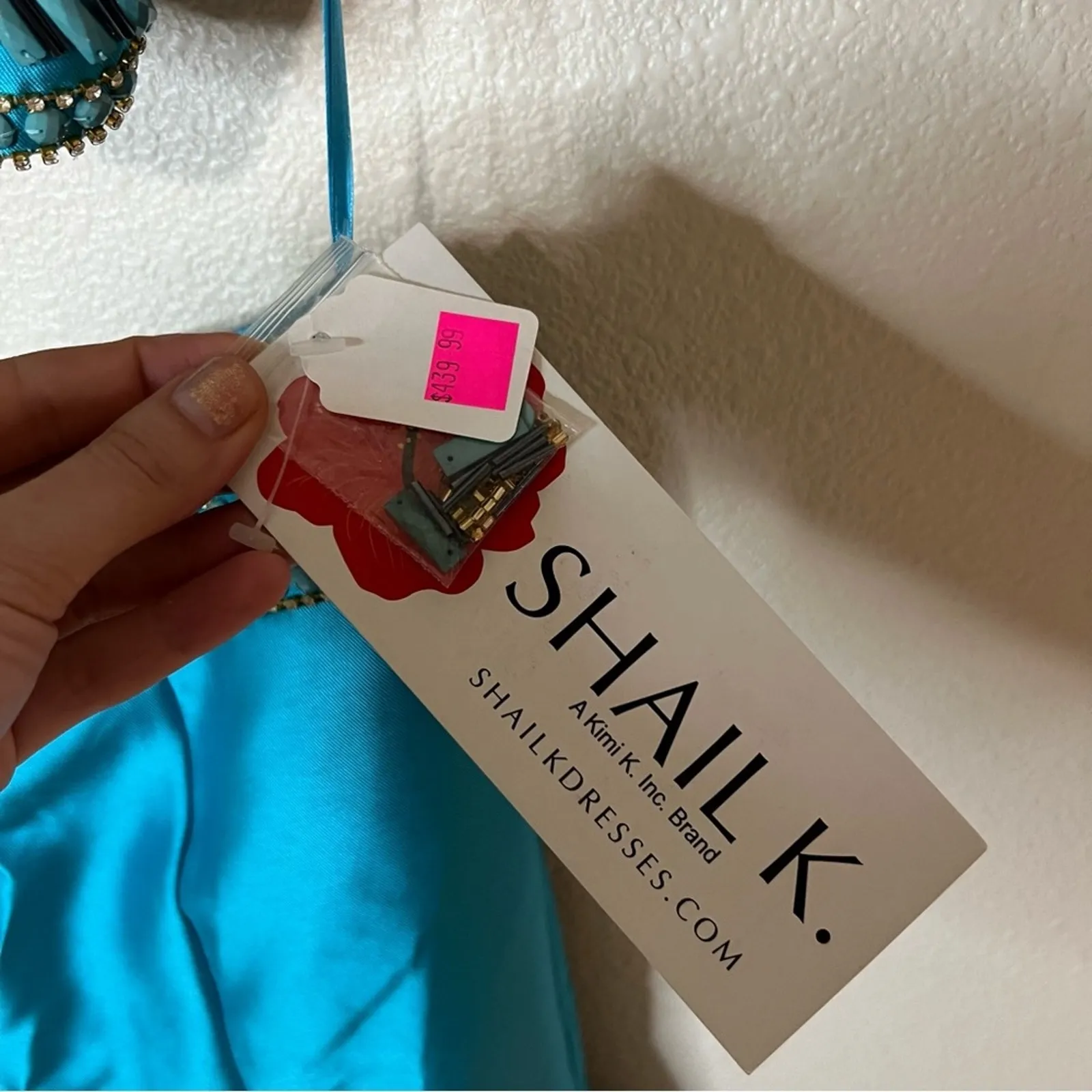 Shail K 4039 turquoise beaded satin halter mermaid two piece prom NEW 2 - Image 8