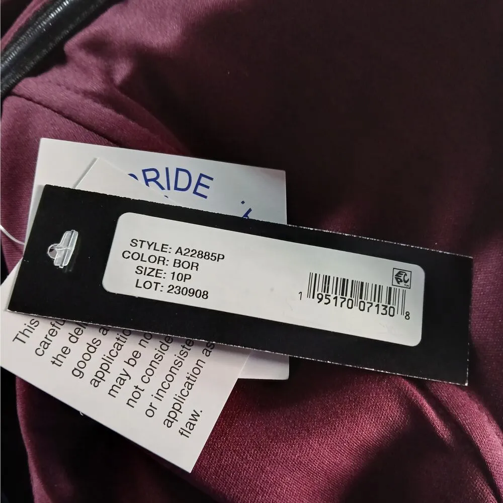 Betsy & Adam Formal Evening Gown Womens 10P Burgundy Off Shoulder Dress Wedding - Image 10