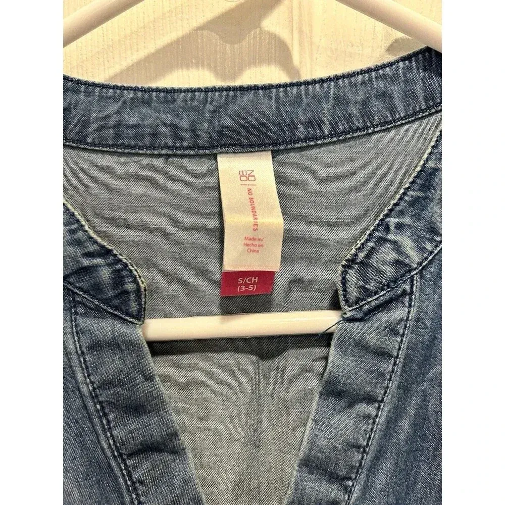 No‎ Boundaries Denim Cotton Dress Lightweight V-Neck Juniors Small 3/5 - Image 2