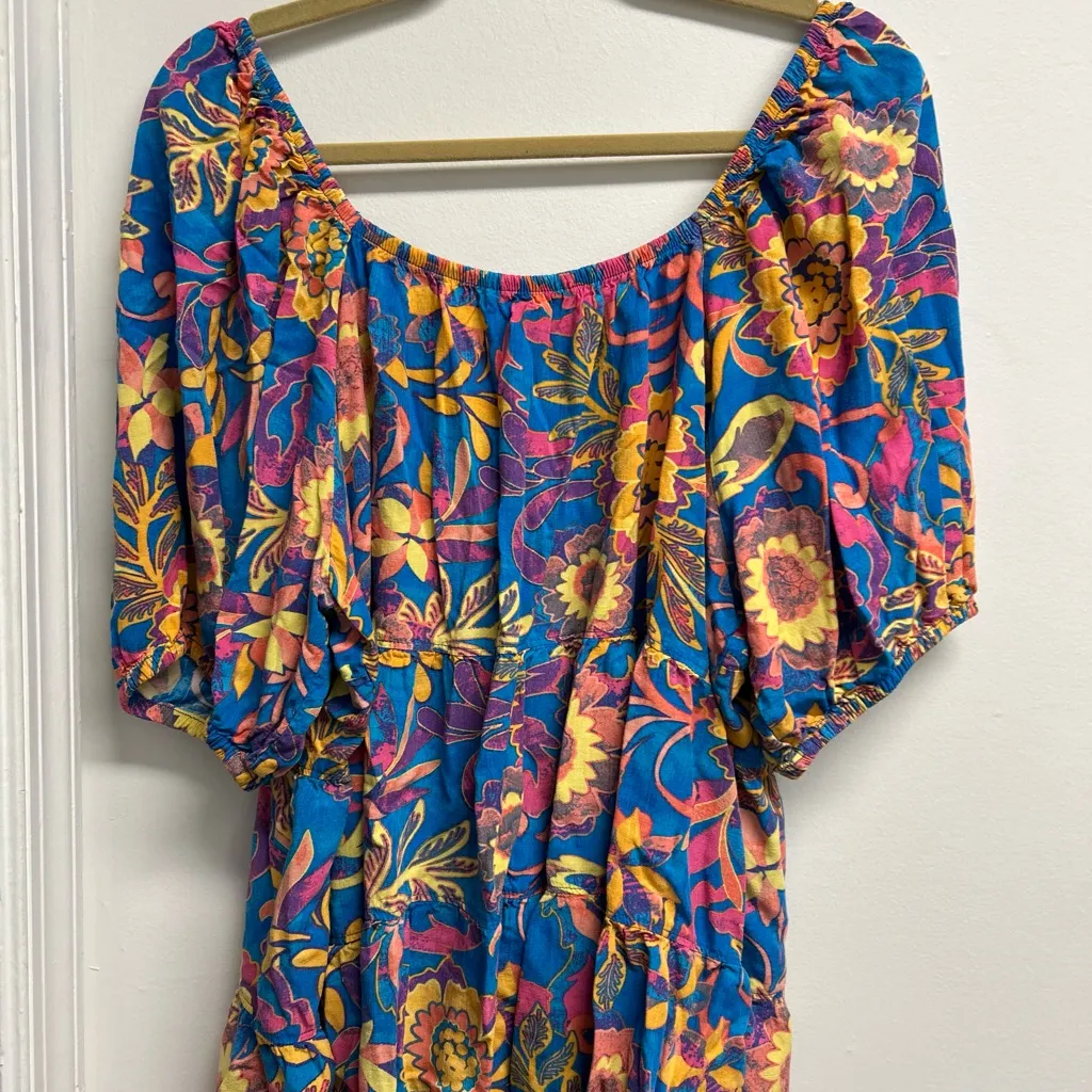 Floral Puff Sleeve Top - Multicolor - Image 3