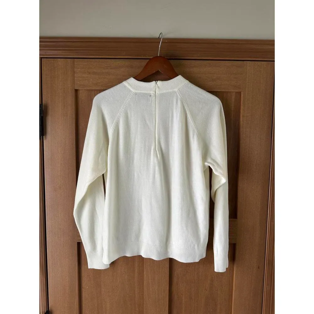 Carolyn Taylor Cream Crewneck Lightweight Sweater Zipper Back Women’s size XL - Image 4