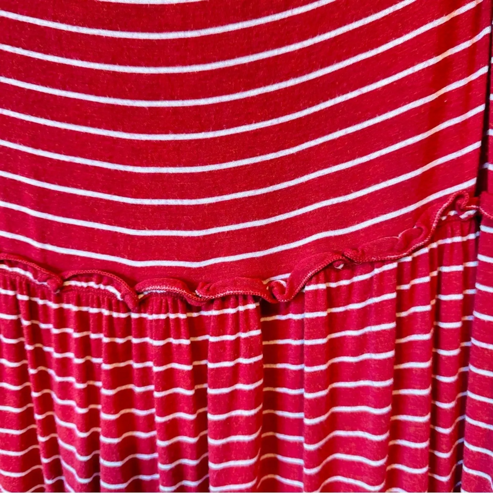 Max Studio Red Striped Sleeveless Dress Womens M Lace Up Mini Beachy Casual - Image 10