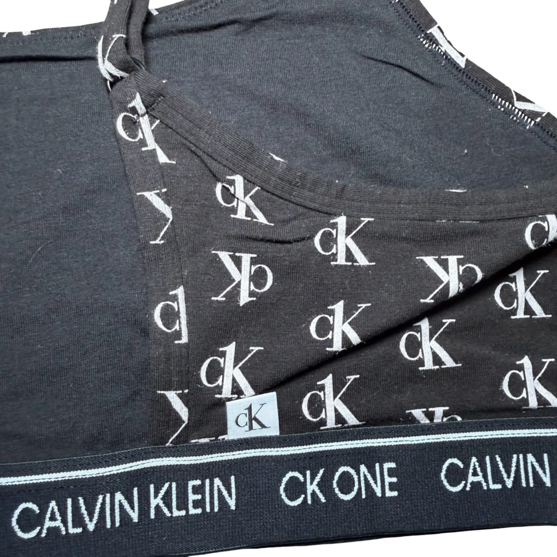 Calvin Klein CK One Cotton Unlined Bralette Staggered Logo QF5727 Sz XL - Image 6