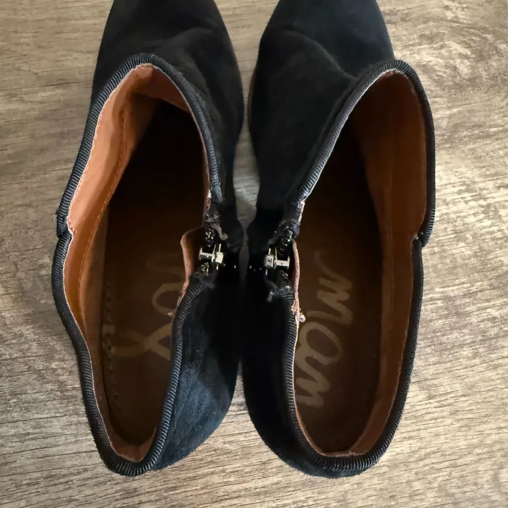 Sam Edelman Petty Distressed Black Suede Ankle Booties Shoes Women’s Size 39 EU - Image 5