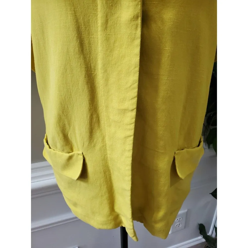 Coldwater Creeks Women's Yellow Silk Single Breasted Short Sleeve Blazer 20-22 - Image 3