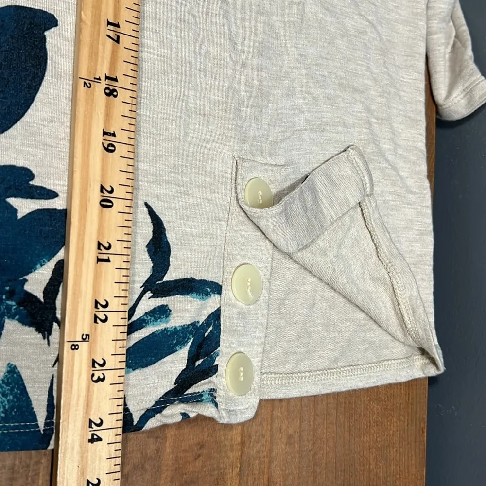 J. Jill Pure Jill long sleeve beige & teal floral soft stretch button accents Blue Size undefined - Image 8