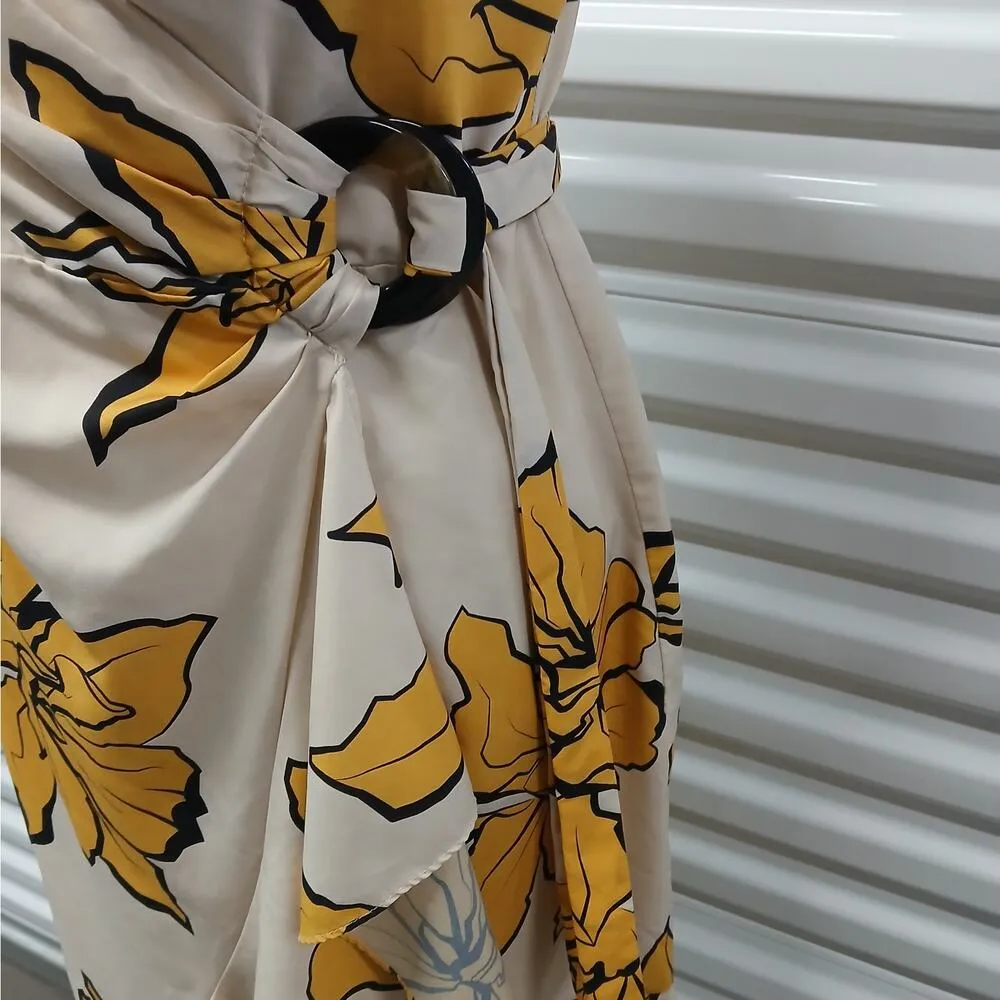 Hutch Women's Wrap Dress Medium Floral Ruffle Cottagecore Sleeveless Sundress - Image 9