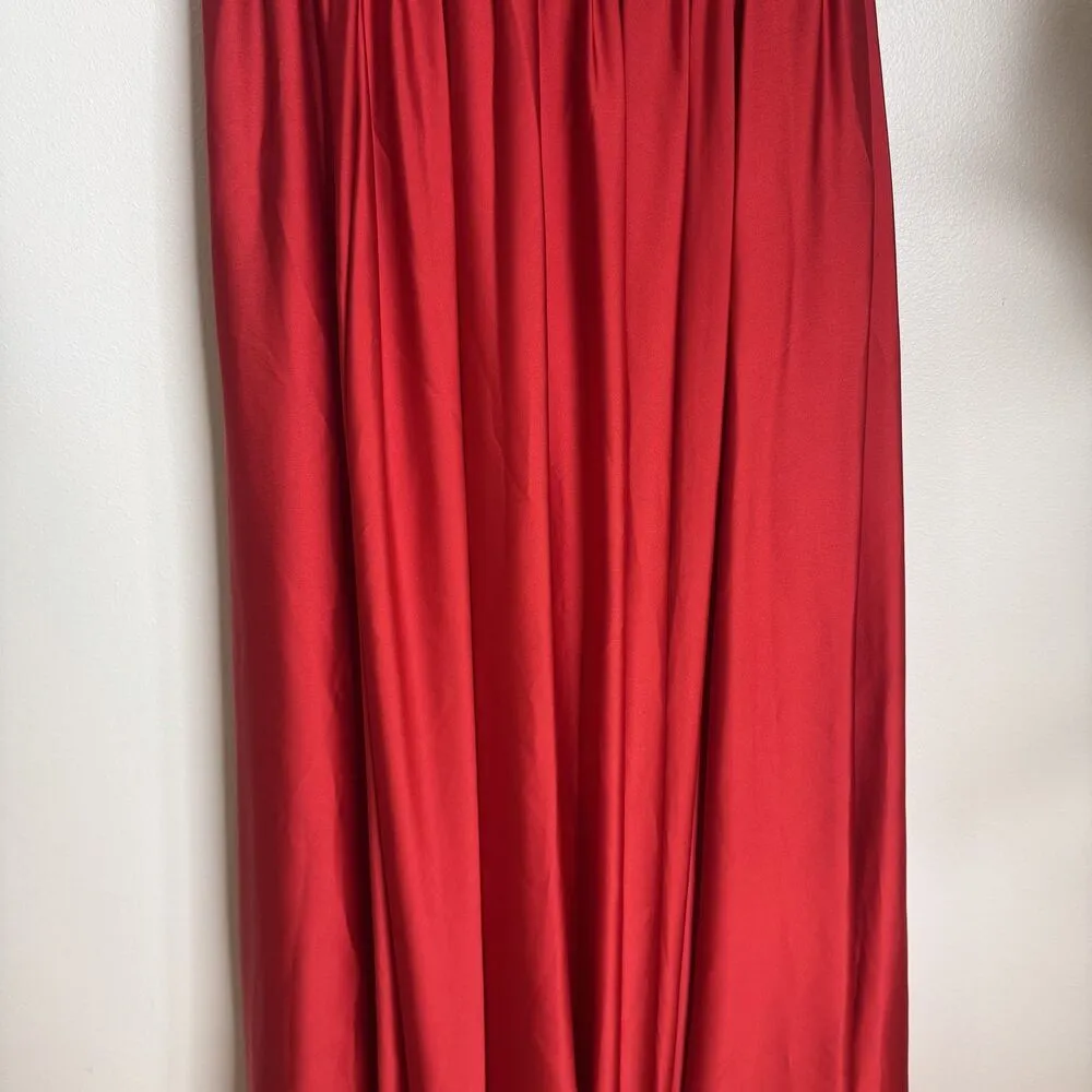 vtg Cameron Blake Dress Womens 10 Red Beaded Evening Gown Formal Prom Strapless - Image 3