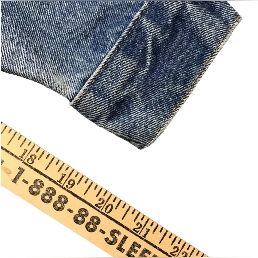 Schaefer Outfitter Men’s Small Women’s Medium Denim Jacket Leather Collar Blue - Image 10