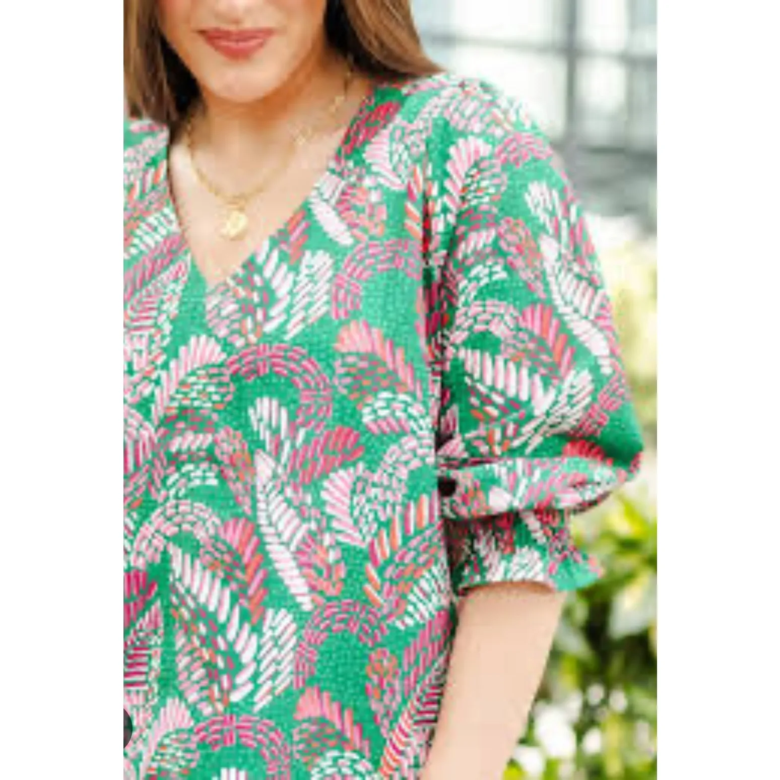 Michelle McDowell Mosiac Meadow‎ Pine Juliet Top Green Size XL - Image 2