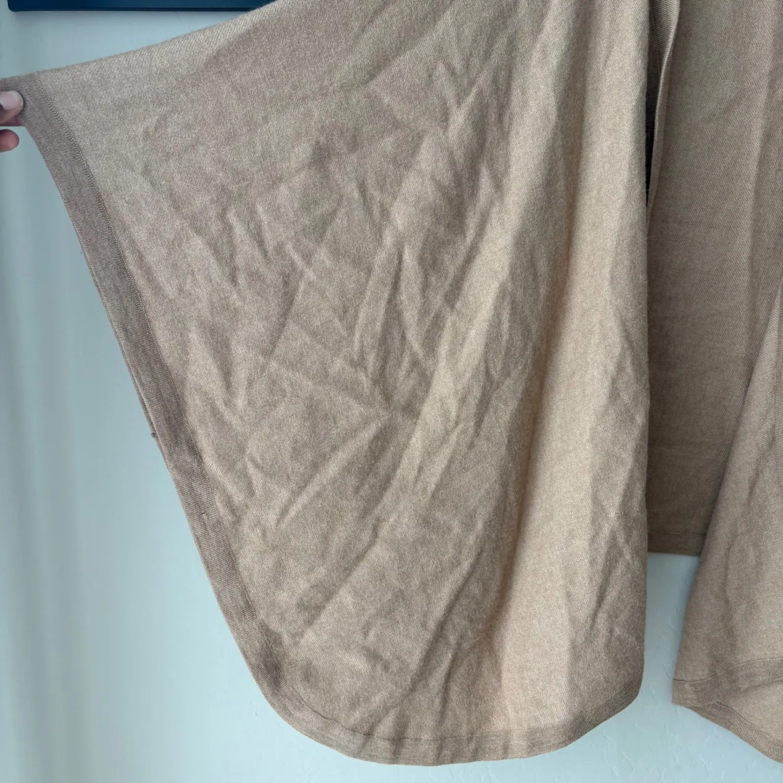 Cuyana Baby Alpaca Square Edge Shawl Cape Wrap Cardigan Camel One Size - Image 6