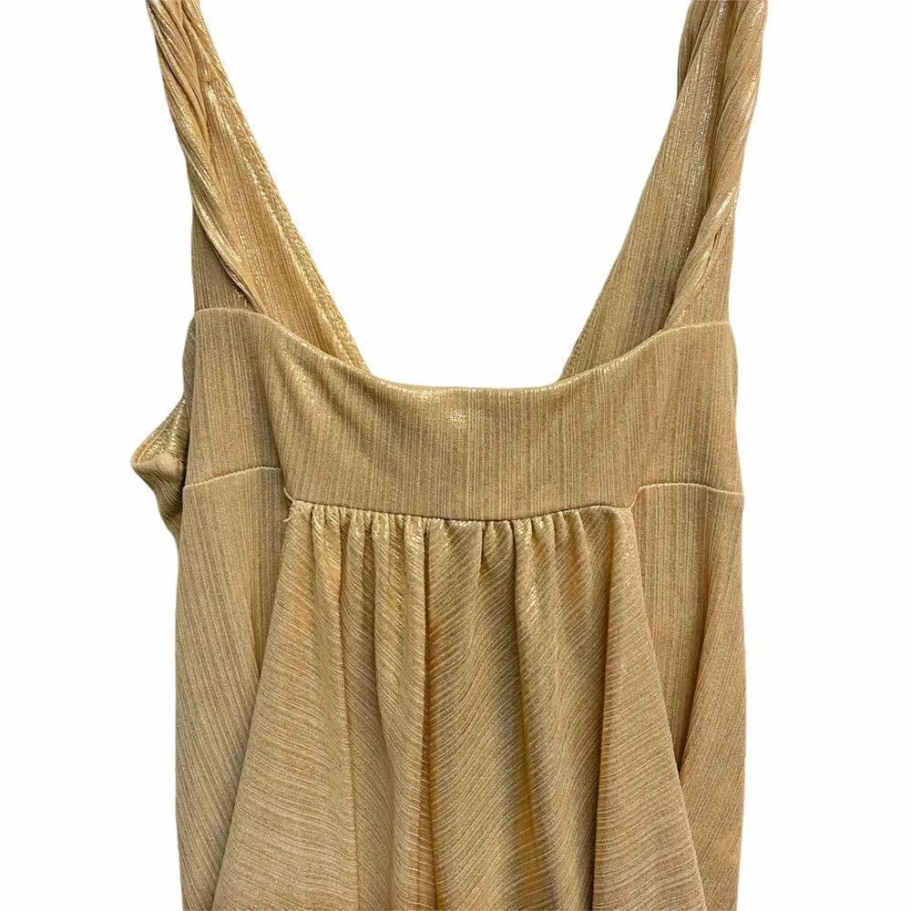 Bebe Gold Shimmer Chain Link sleeveless Top Gold Size M - Image 6