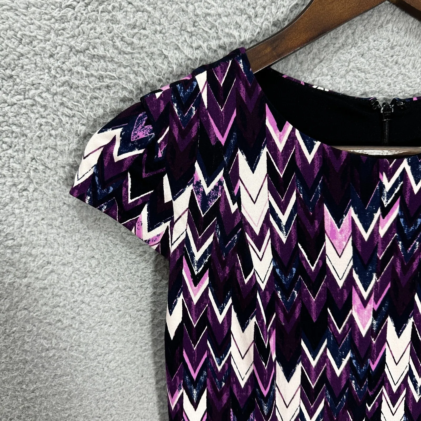 Eliza J Dress 0P Pink Purple Chevron Geometric Print Mod‎ Party Retro Y2K Bold - Image 2