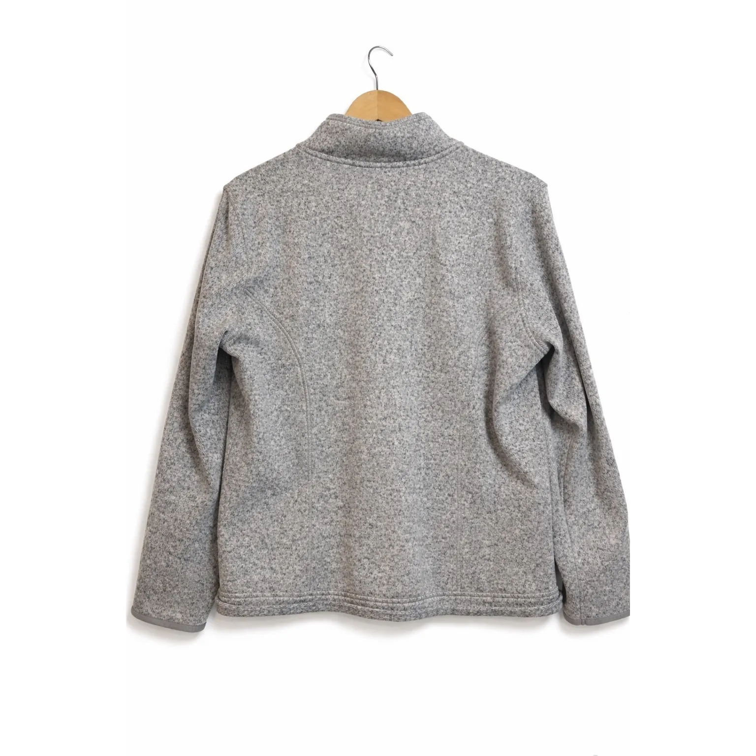 Eddie Bauer Womens Light Gray TXL Fleece 1/4 Zip Pullover Sweater Size Medium - Image 2