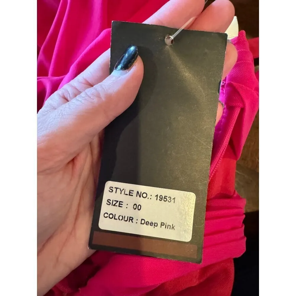 La Femme Dress Women 00 Pink Deep V Jersey Knit Illusion‎ Neckline Formal Gown - Image 13