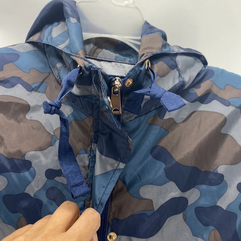 Si Sono blue gray Camouflage hooded boys Rain Jacket lightweight sz M - Image 6