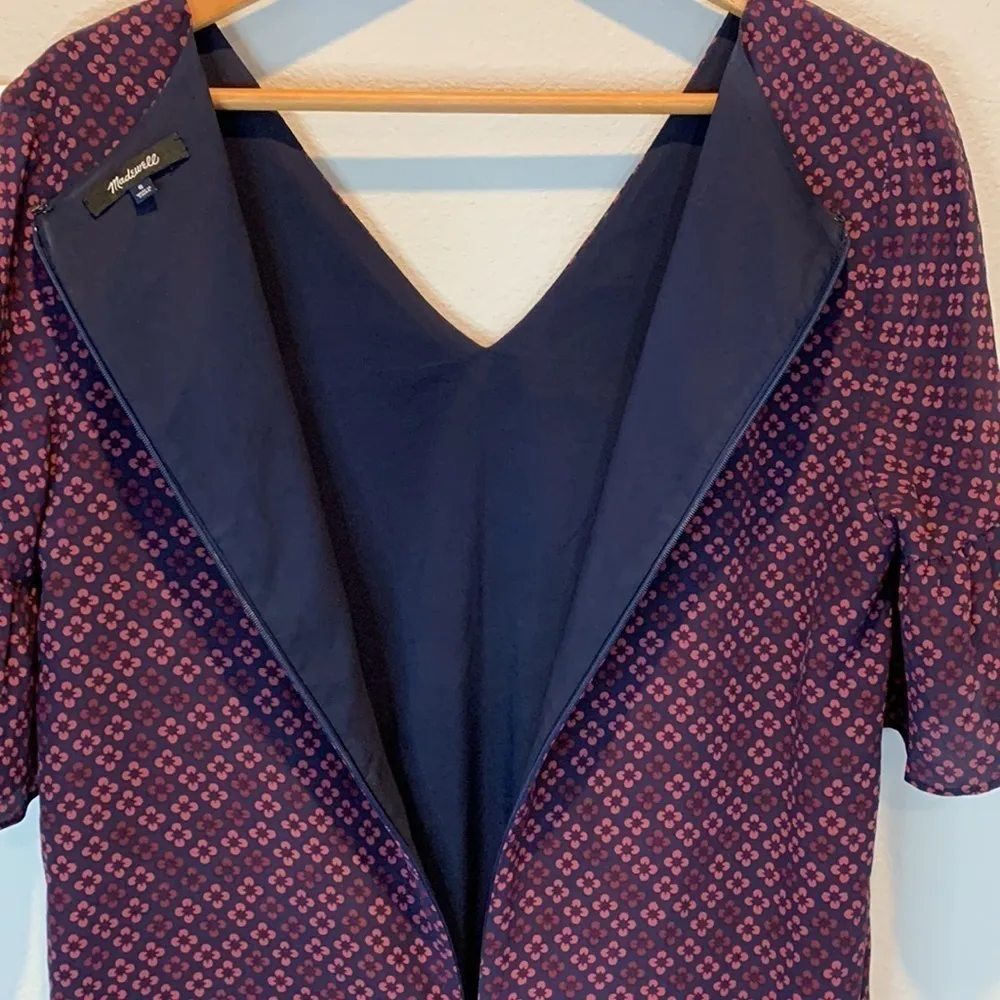 Madewell Painted Clover 100% Silk Bell-sleeve Dress, V-neck, Size 6 - Image 9