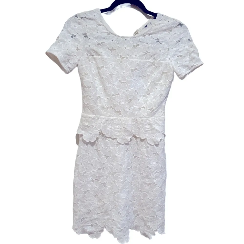 JACK WILLS CASTLECROFT LACE FLORAL SHORT SLEEVE ROUND NECK IVORY WHITE DRESS 2 - Image 3